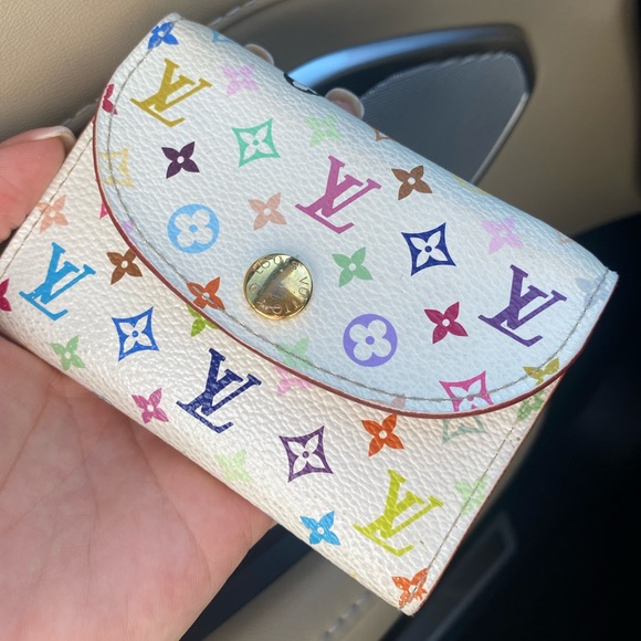 Reposhing  🤩 LV White Multicolor Flap Card coin case holder wallet 💚💛💗💙❤️💜 - Picture 12 of 16